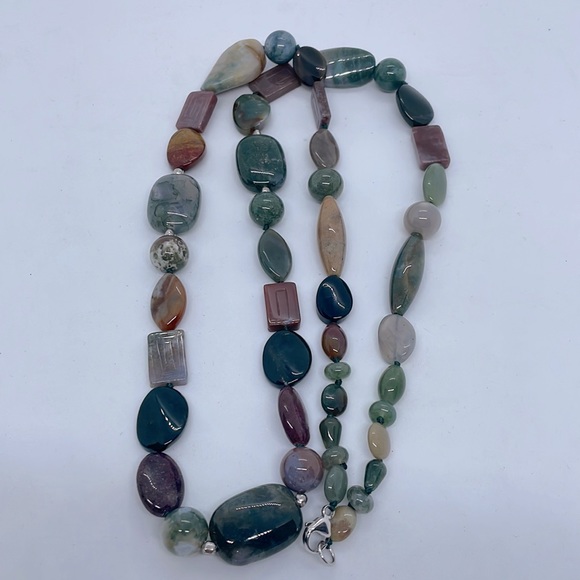 Agate Necklace 925 sterling silver clasp - Picture 1 of 4
